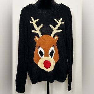 Carolyn Taylor black long sleeve classy  Christmas sweater. Petite XL.